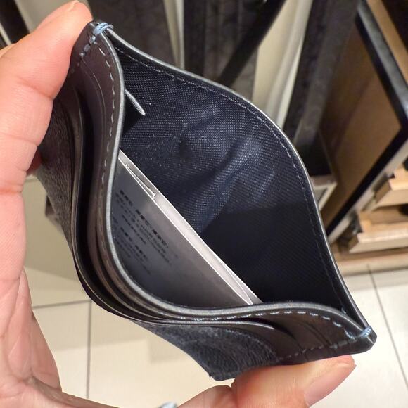 Coach Slim Id Card Case In Signature Canvas CW366, Light Denim / Midnight Navy - Picture 3 of 4